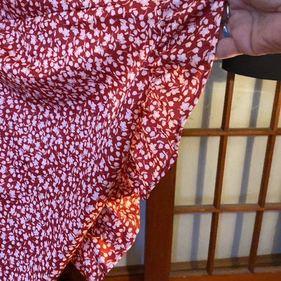 NWOT Print V Neck Blouse, Elegant Batwing Sleeve Tie Back Top - Picture 8 of 10